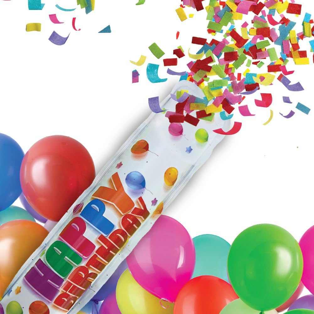 BEST PARTY EVER! Happy Birthday Squeeze Popper 24 Pack (120 Confetti Party Poppers)