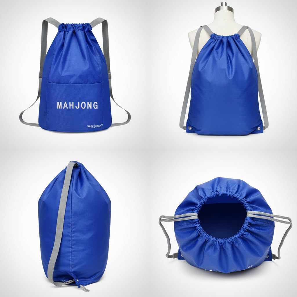 Mahjong Tile Bag - Canvas Organizer Holds 166 Tiles & 4 Racks,Travel Mahjong Bag with Double Shoulder
