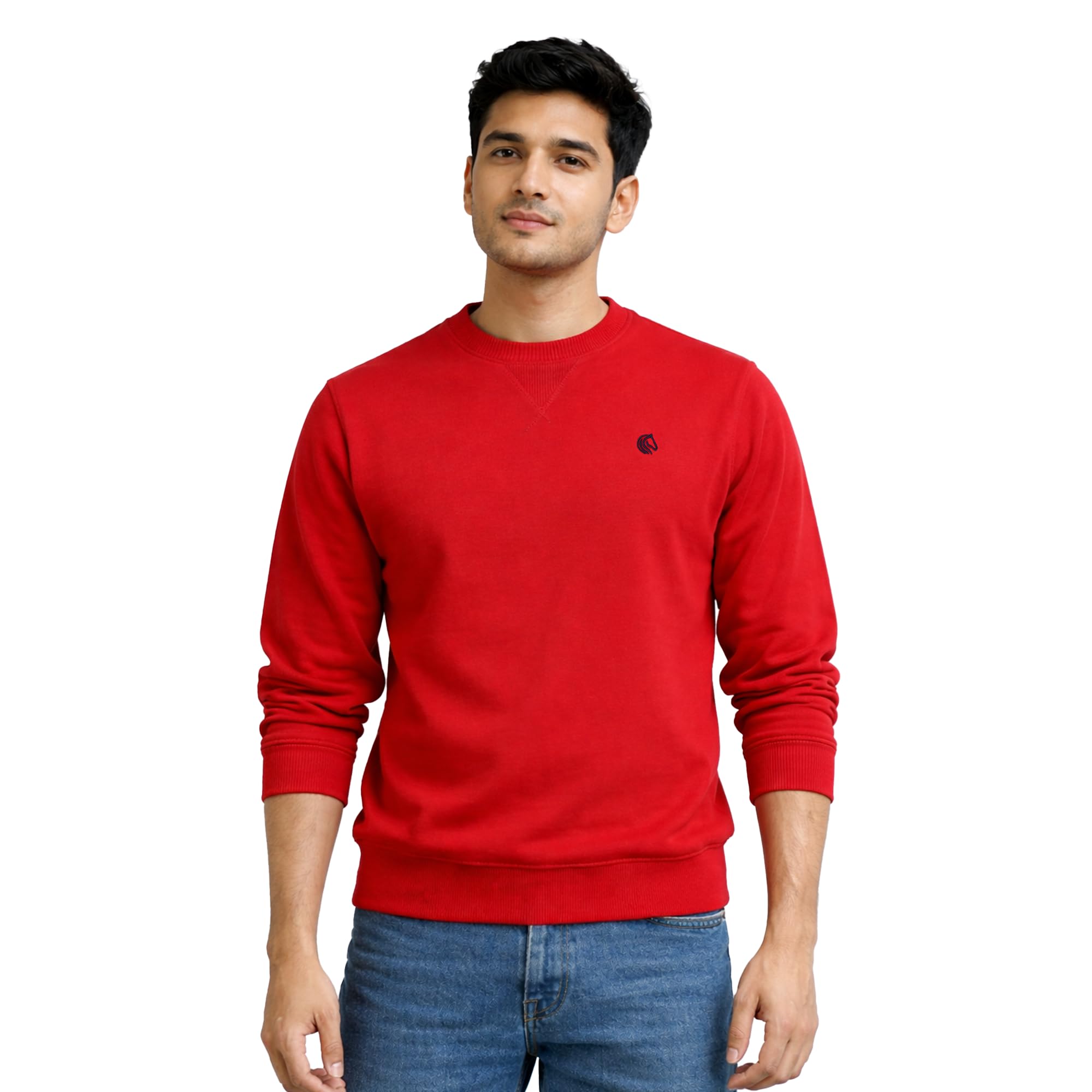 mane and mini Men’s Solid Fleece Crew Neck Sweatshirt, Regular Fit Full Sleeve for Men, Casual Use-picture-30