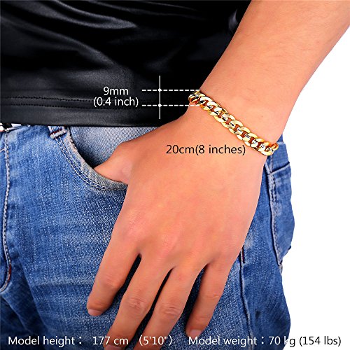 U7 Men 18K Gold Plated Cuban Chain Hip-Hop Rapper's Chunky Necklace Bracelet Set Fashion Jewelry (22"/8.3") #TOP3