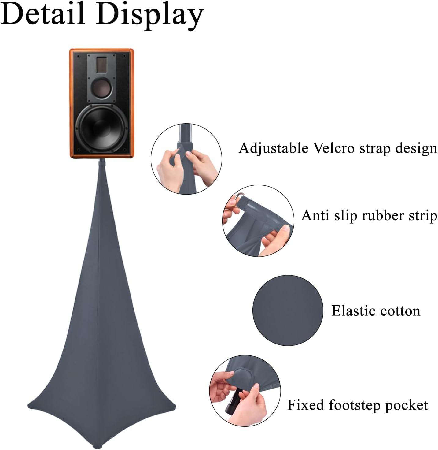 2 Pack Speaker Stand Cover Tripod Scrim, DJ Speaker Stand Scrim Tripod Cover with 360 Degree Coverage (Gray-Two Pack)