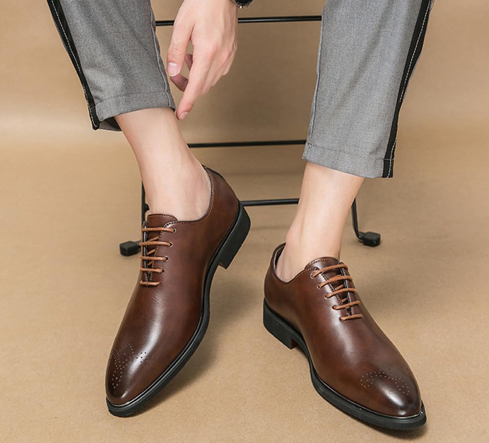 Uomo in Pelle Lace-Up Wedding Business Abito Formale Wingtips Brogue Shoes Oxford