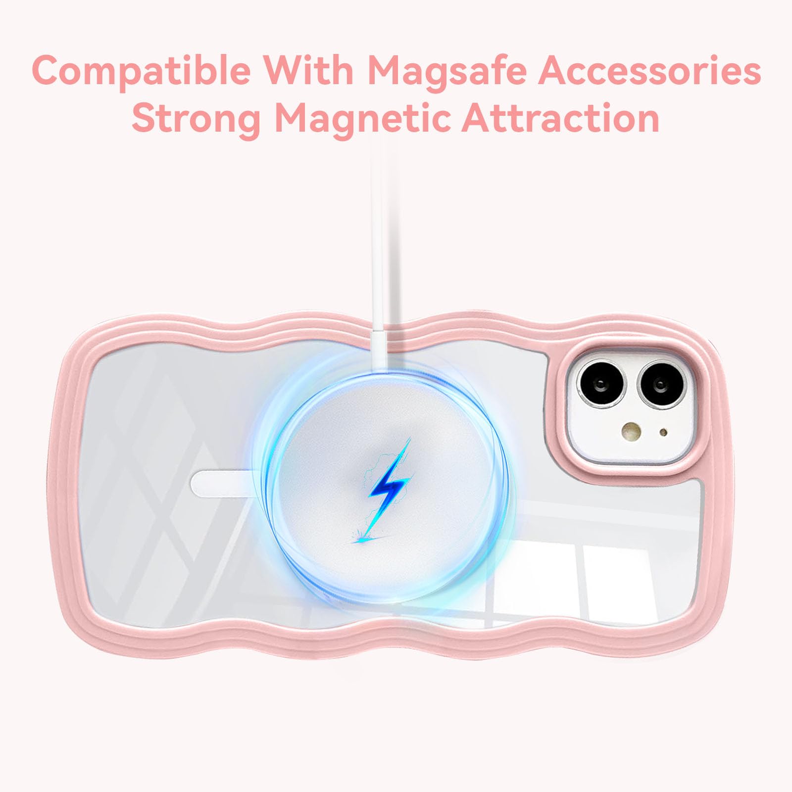 QLTYPRI Custodia Per IPhone 12 Trasparente Con Cornice Ondulata – Morbida TPU, Protezione Fotocamera, Placcata Colorata