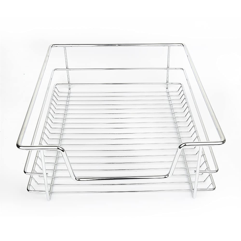 Tiroir Téléscopique de Cuisine - Largeur (26/41/46/56cm) et Set (1/2 Pièces) au Choix, Charge max: 12 kg, Rails Inclus - Panier de Rangement Coulissant (1, Convient pour armoire de 46 cm)
