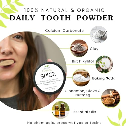 Miniatura 4 de Isabella's Clearly Spice - Polvo de dientes remineralizante | Pasta dental natural blanqueadora sin flúor para adultos, niños, dientes y encías