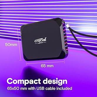 Crucial X9 4TB Portable External SSD with USB-A Adapter - Up to 1050MB/s, External Solid State Drive, Works with PlayStation, Xbox, PC and Mac, USB-C 3.2 - CT4000X9SSD902