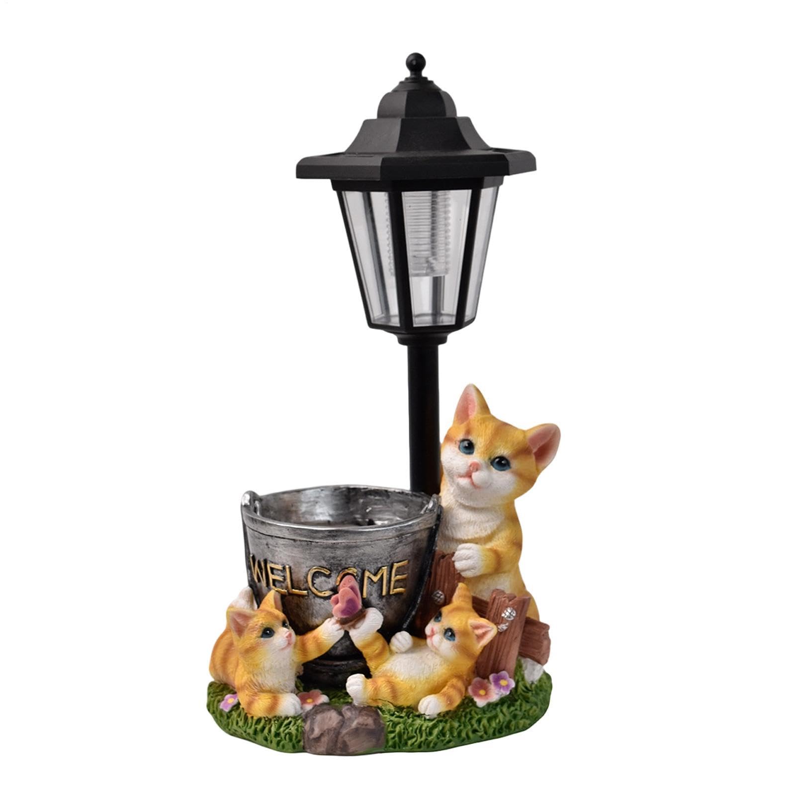 Statua Gatto Solare Statuetta a Forma di Gatto Luminosa da Esterno con