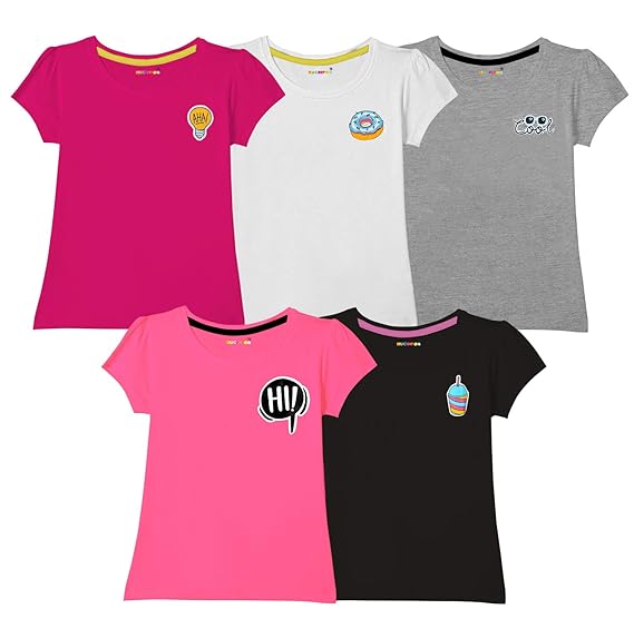 Kuchipoo Girls Cotton T-Shirt - Combo of 5 (KUC-TSHRT-145)