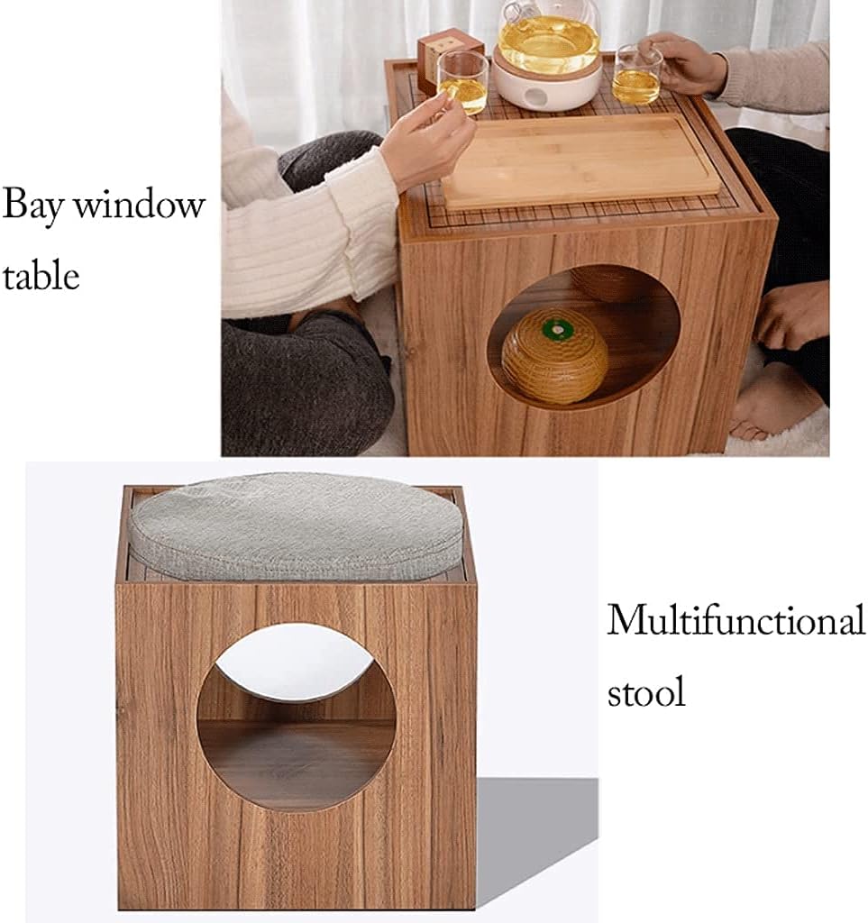 Handcrafted Chess Go Table Dual-Purpose Chess Board Table Indoor Window Tea Seat Table for Adults Kids(Puzzle Game) (Go Set)