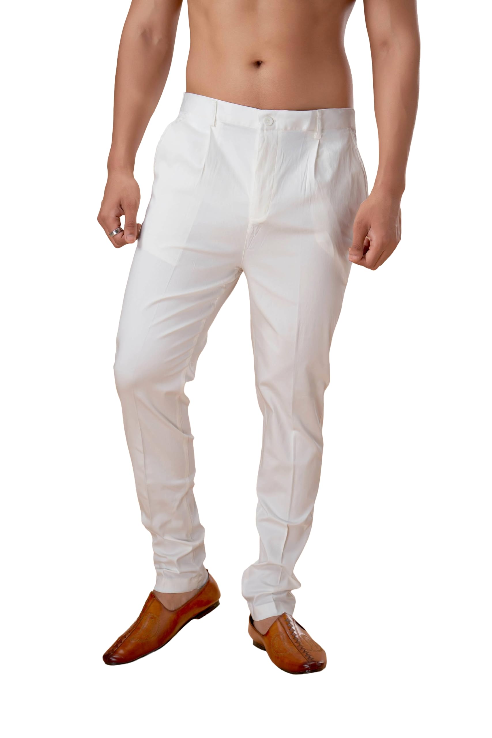 ekatva ethnic Men Off White Cotton Lycra Pant Plain Bottom-picture-10