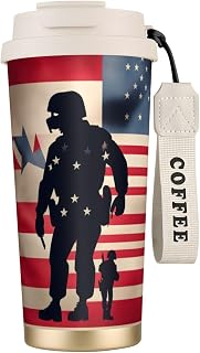 JIPOFD Us Military Soldiers Patriotic Memorial Day Coffee Tumbler, Insulated Double Wall 316 Stainless Steel, Travel Mug, Leak-Proof Coffee Cup