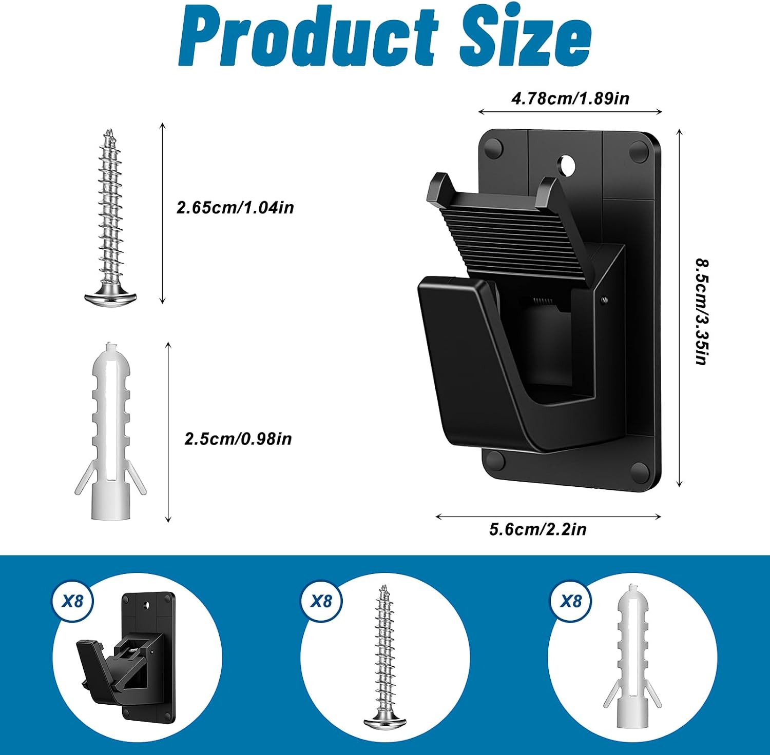 8 PCS Adhesive No Drill Curtain Rod Brackets Brackets Self Adhesive Heavy Duty 30LB Holders Window Rod Hooks for Bathroom Bedroom Kitchen Livingroom Black