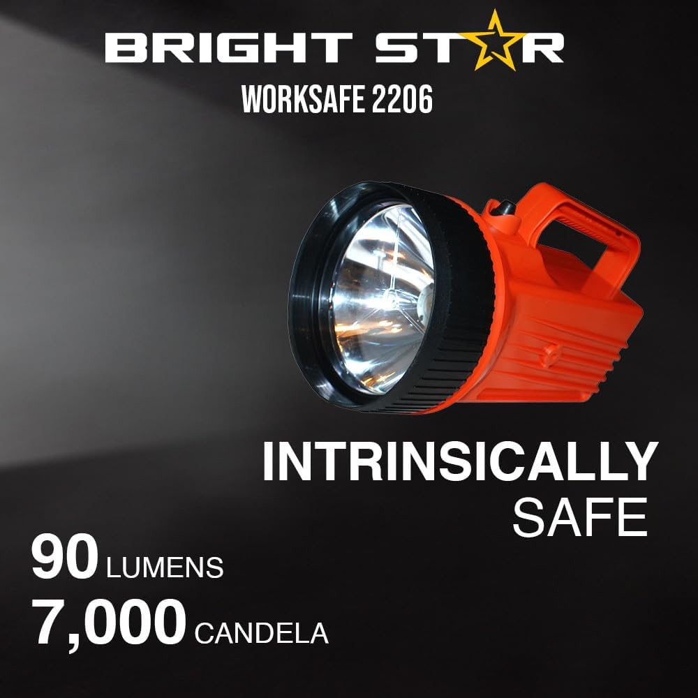 BRIGHT STAR 2206 WorkSAFE LED Lantern, Intrinsically Safe Industrial Safety Lantern, 90 Lumens, 165 m Beam Distance, 150‑Hour Runtime, Waterproof & Lightweight Emergency Lantern