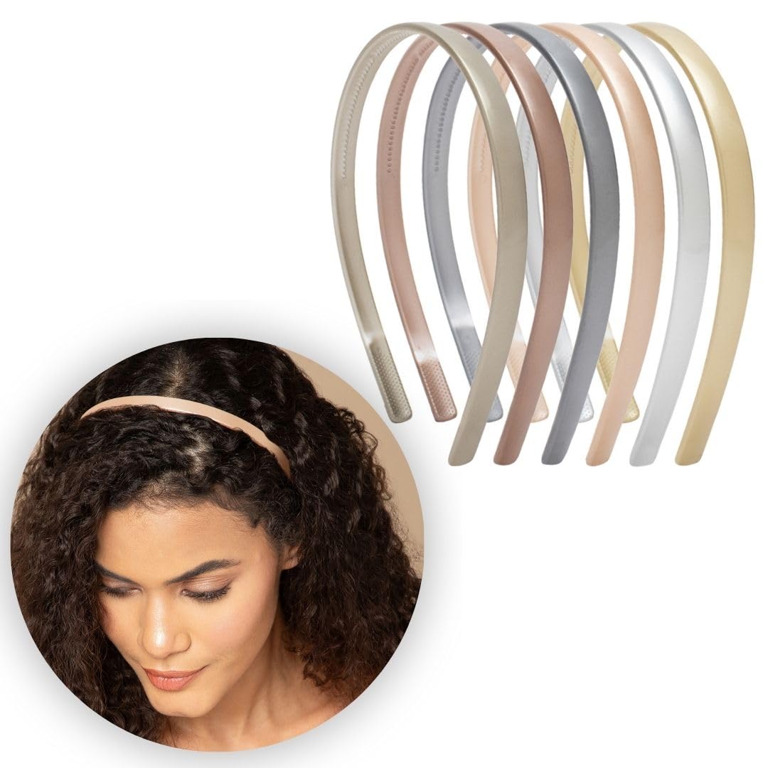Radhu & Kabby Hairbands Pack for Women | Lightweight, Flexible, Anti-Slip Grip Plastic Headbands for Girls | Gloss Finish in Neutral Tones | For All Occasions | Set of 6 pcs-image-20