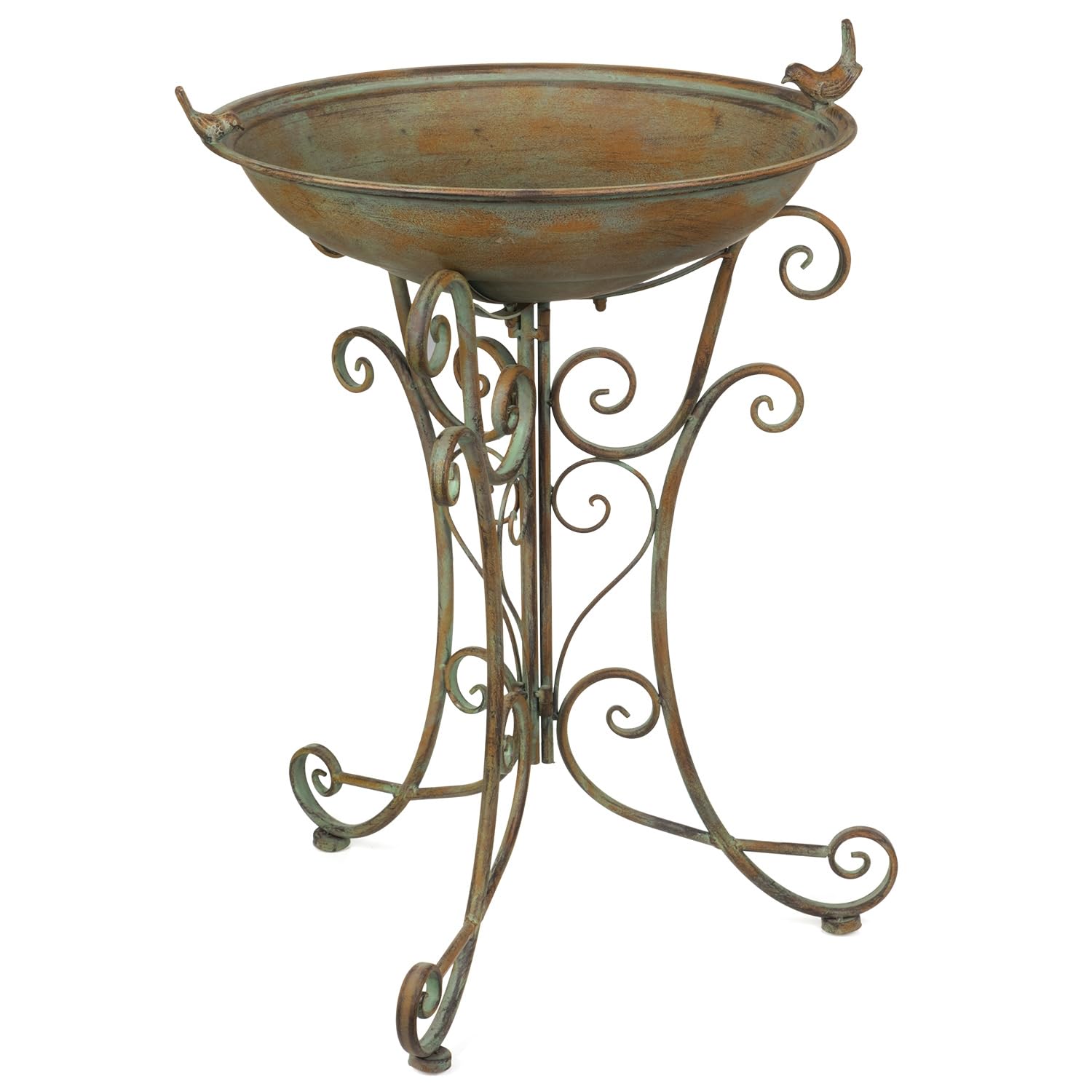 Bird bath XL white with small bird on the water dish