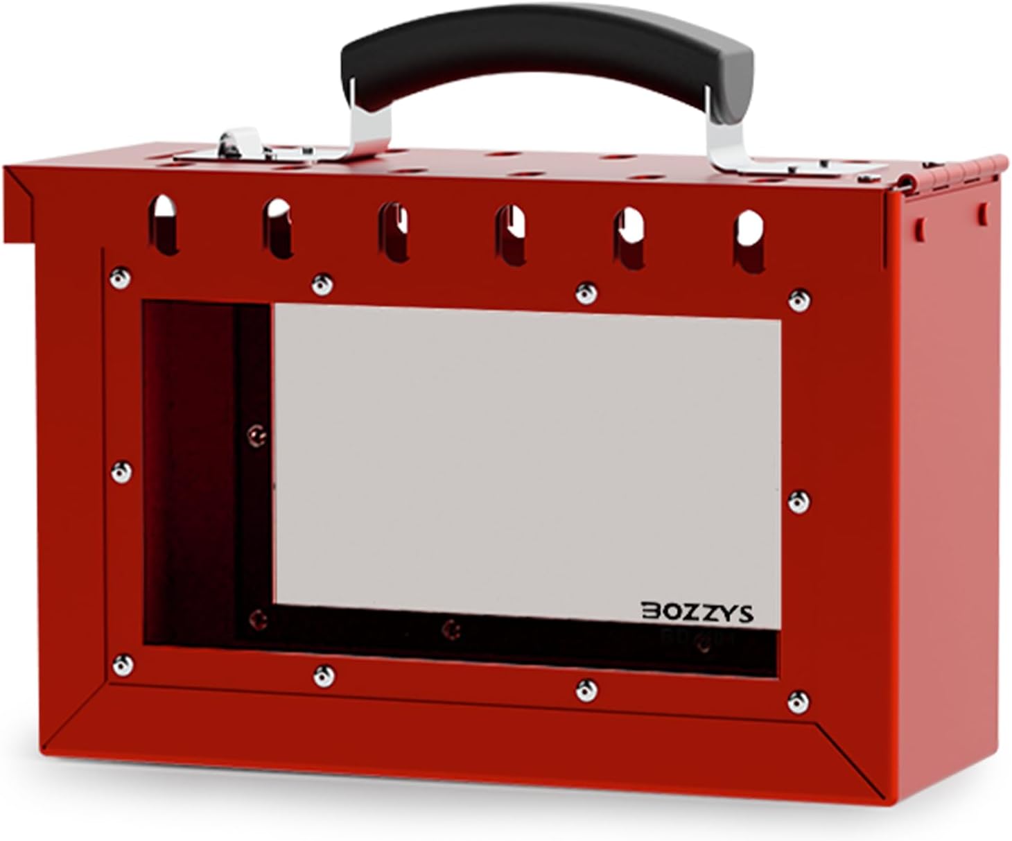 Lockout Tagout Group Lock Box | OSHA Compliant Portable Steel Box with Transparent Pannel | 12-Holes Industrial Safety Lock Box for Multi-person Visual management
