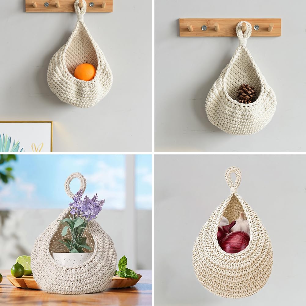 3Pcs Corbeille A Fruit Suspendue,Panier De Fruits Et Legumes Suspendu Au Mur,Panier Mural En Jute Tresse A La Main En Forme De Goutte Deaupanier Suspendu Rangement Pour Cuisinesalonporche 89967869