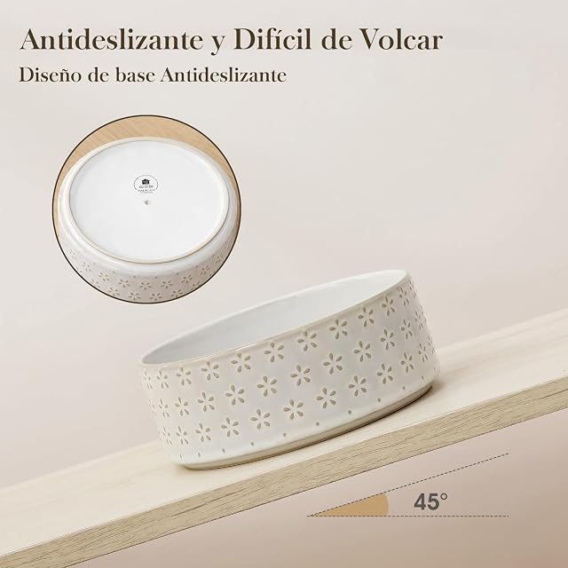 Foto 5 de 8 de MALACASA Serie Lydia, Comedero Perro Antivoracidad de Gres 450ml, Comedero Alimentación Lenta