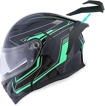 1Storm Motorcycle Modular Full Face Helmet Flip up Dual Visor Sun Shield HB89 Arrow Green
