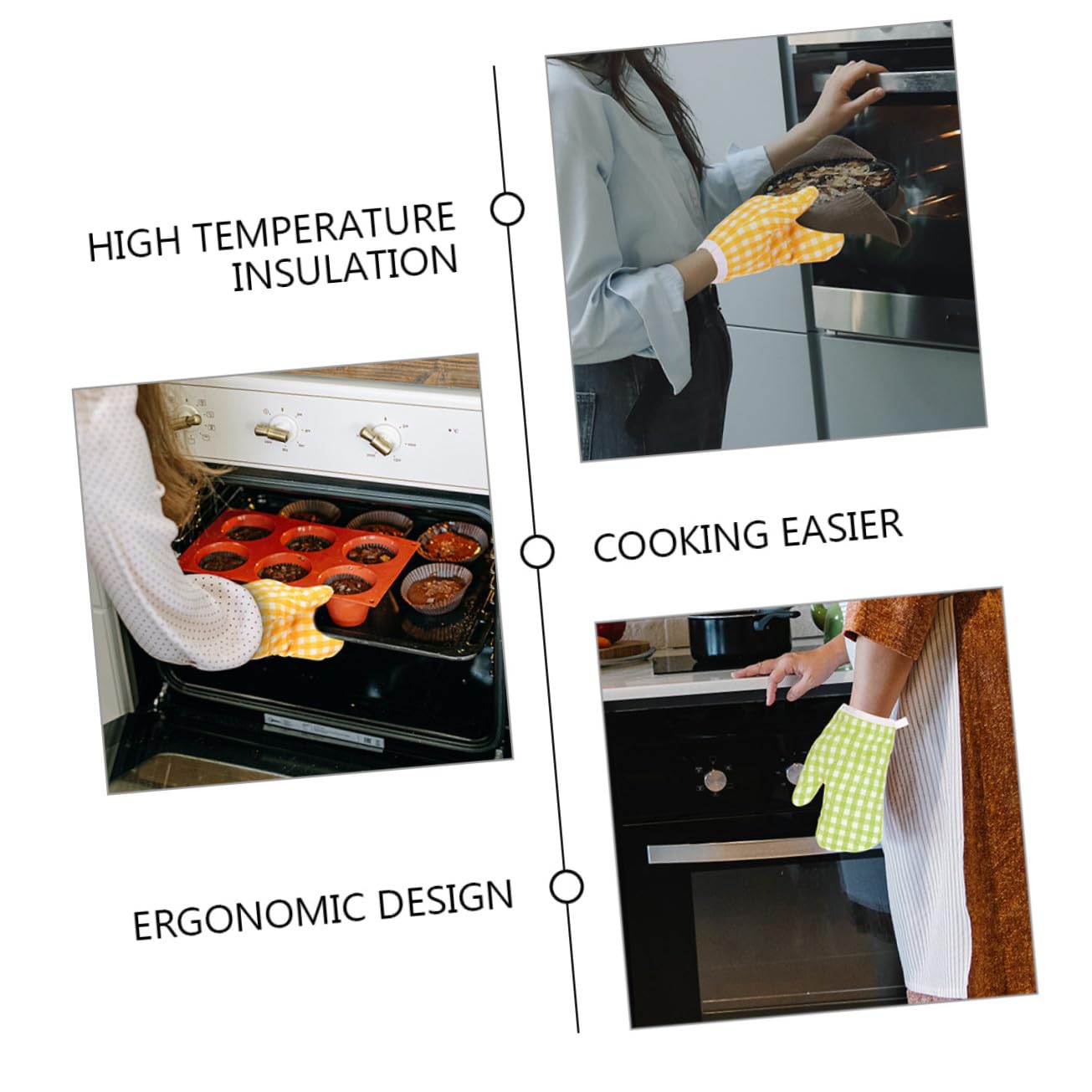 Maniques Cuisine Four en Polyester, Résistantes la Chaleur, Lavables en Machine, Pack de 2 Cuisson Grill
