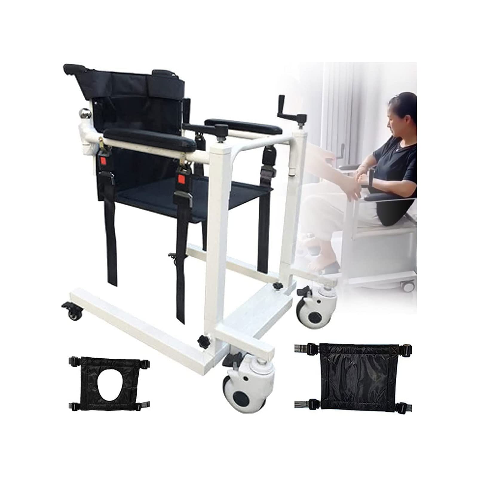 Fauteuil roulant élévateur de patient pour la maison Portable Ascenseur de voiture Chevet Commode Chaise de transport Réglable en hauteur et en largeur Ascenseur Chaise de douche pour handicapées