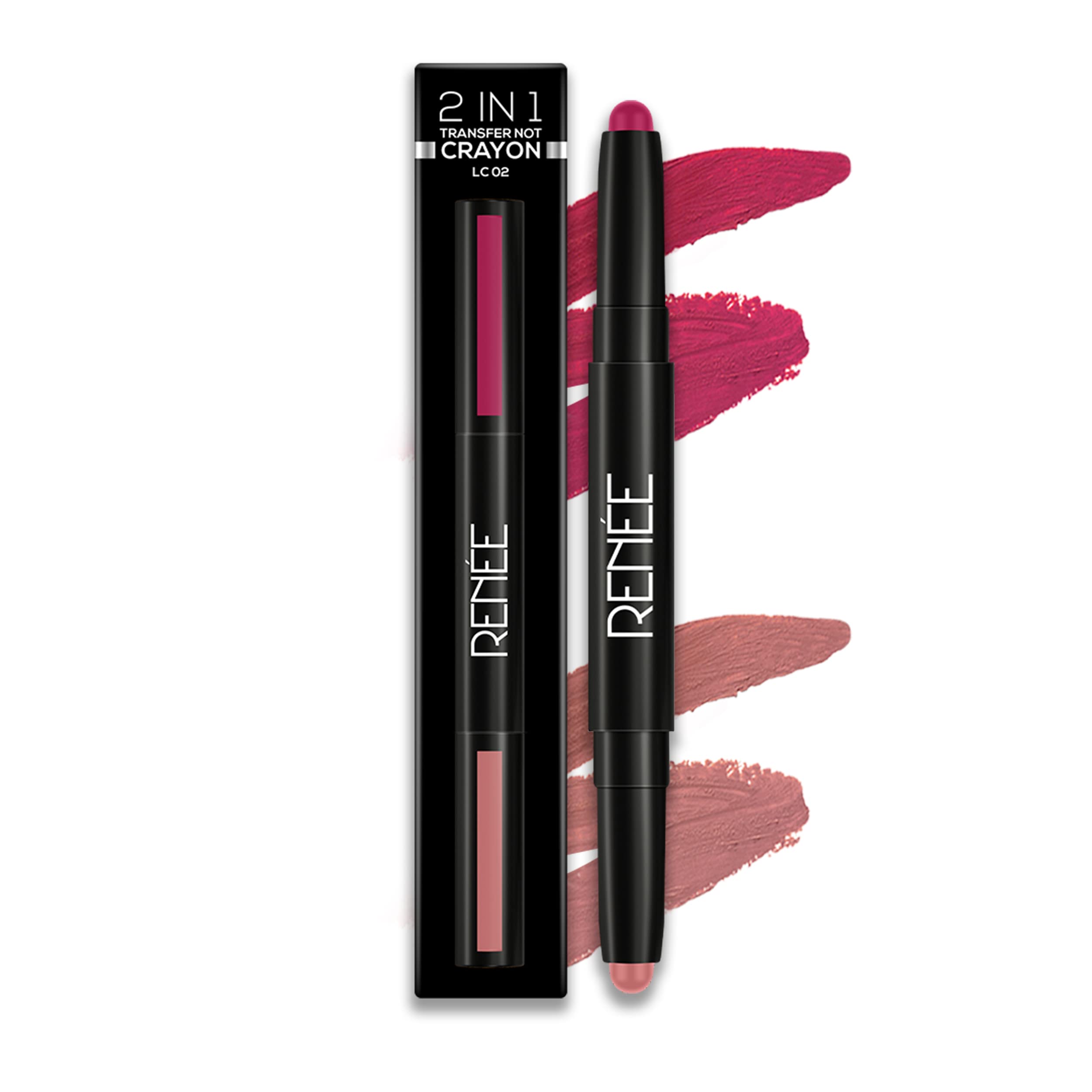 RENEE 2 In 1 Transfer Not Crayon LC 02, 4gm| Long Lasting & Smudge Proof Formula| Matte Lip Color with 1 Light & Dark Shades| Enriched with Shea Butter-image-38