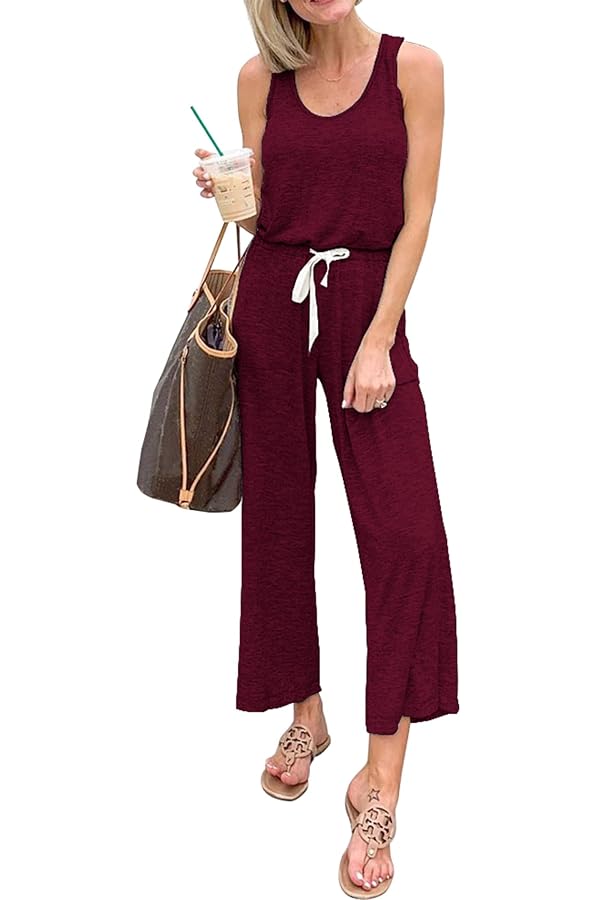 PRETTYGARDEN One Piece Jumpsuits for Women Wide Leg Romper, Z-Wine Red,S by PRETTYGARDEN - Used condition - US$29.44