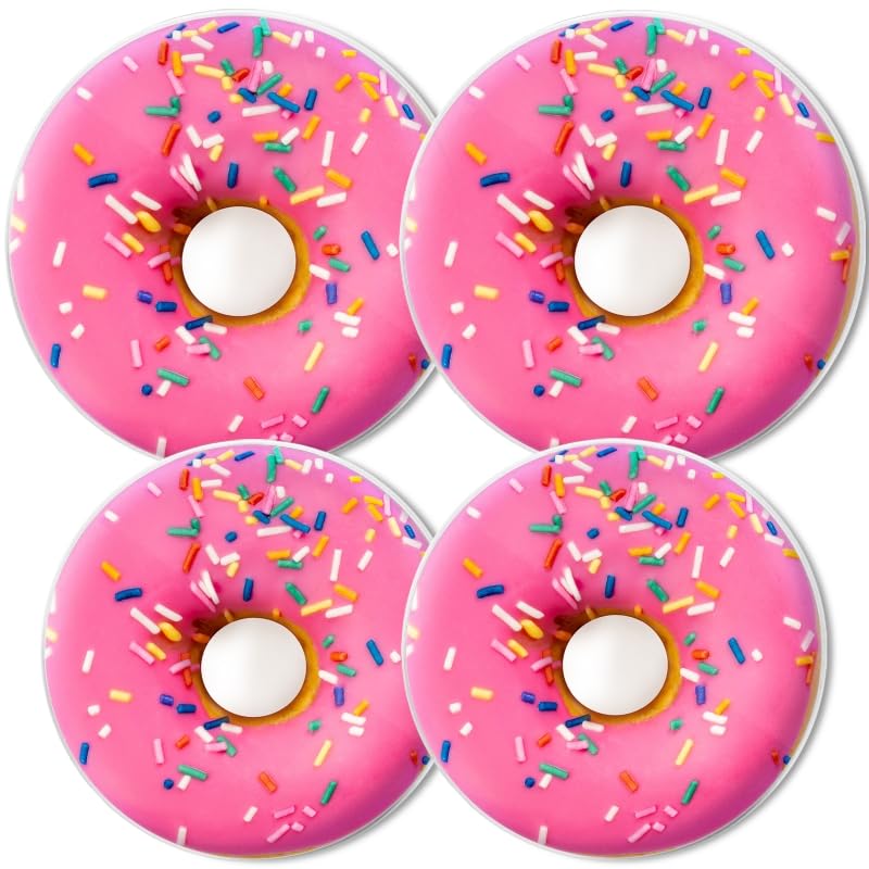 Round Gas Stove Burner Covers Set of 4,Funny Araffe Donut with Pink Frosting and Sprinkles Print Electric Stove Burner Covers,8 Inches and 10 Inches,
