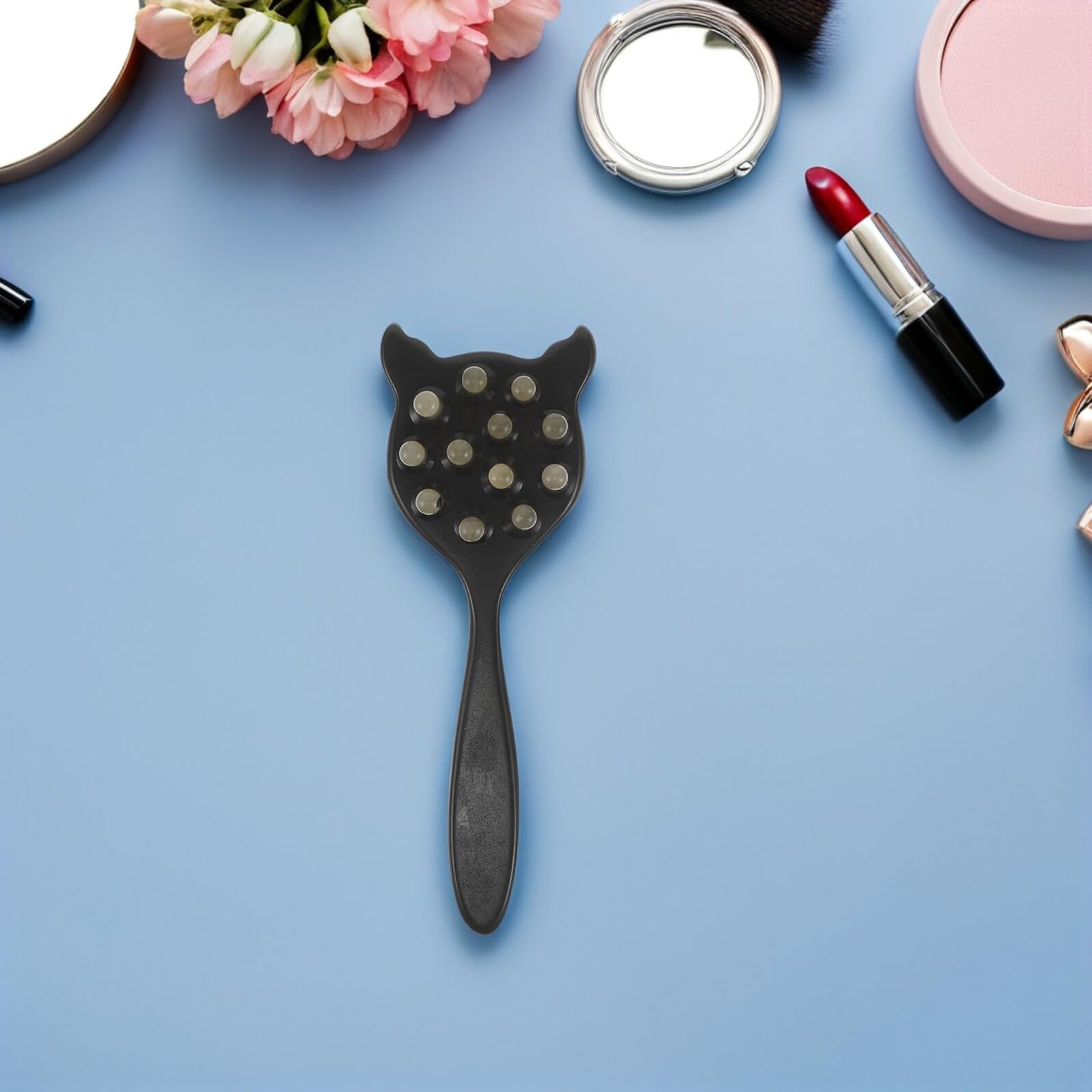 Pettine a Forma di Gatto in Corno Naturale Nero per Donna | Uso Quotidiano e Viaggio, Effetto Antistatico, Aiuta a Rendere i Chioma Lisci, Stile Unico e Pratico