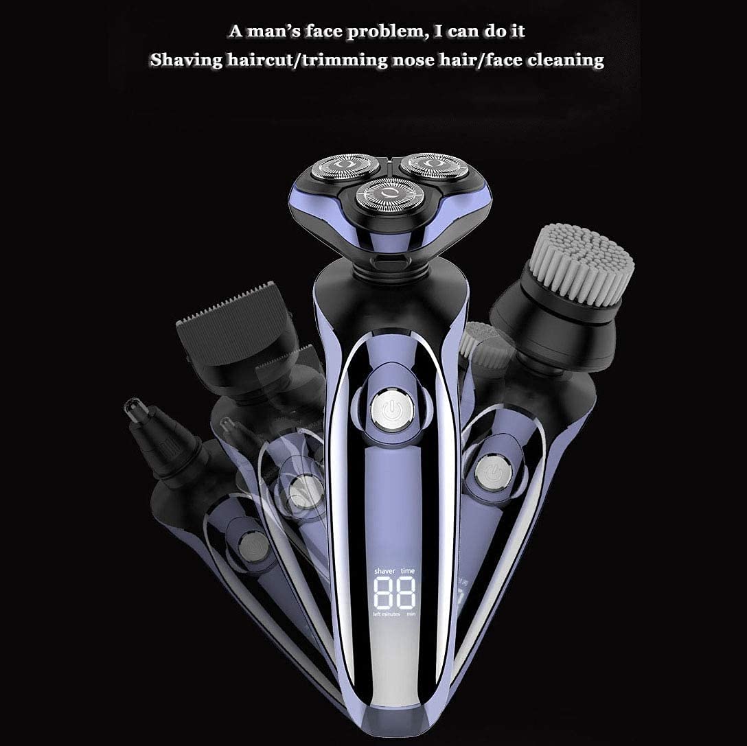 LIIAV Rasoio Elettrico da Uomo - Rasoio Rotante Ricaricabile Cordless per Uomo con Rivestimento a Pop-up Trimmer Bagnato e Asciutto