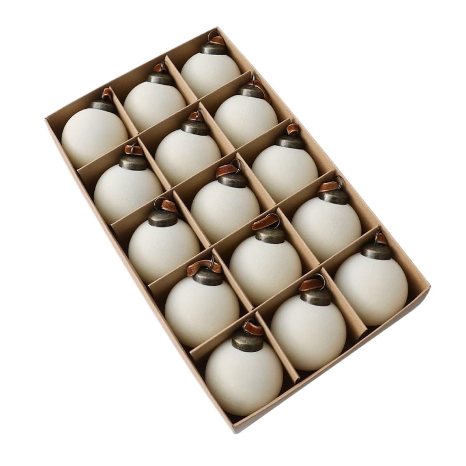 Christbaumkugeln Hängedeko Set Mit Beflockten Weihnachtsbaumkugeln (15 Kugeln, 8 cm Durchmesser) Weihnachten Dekoration(White)
