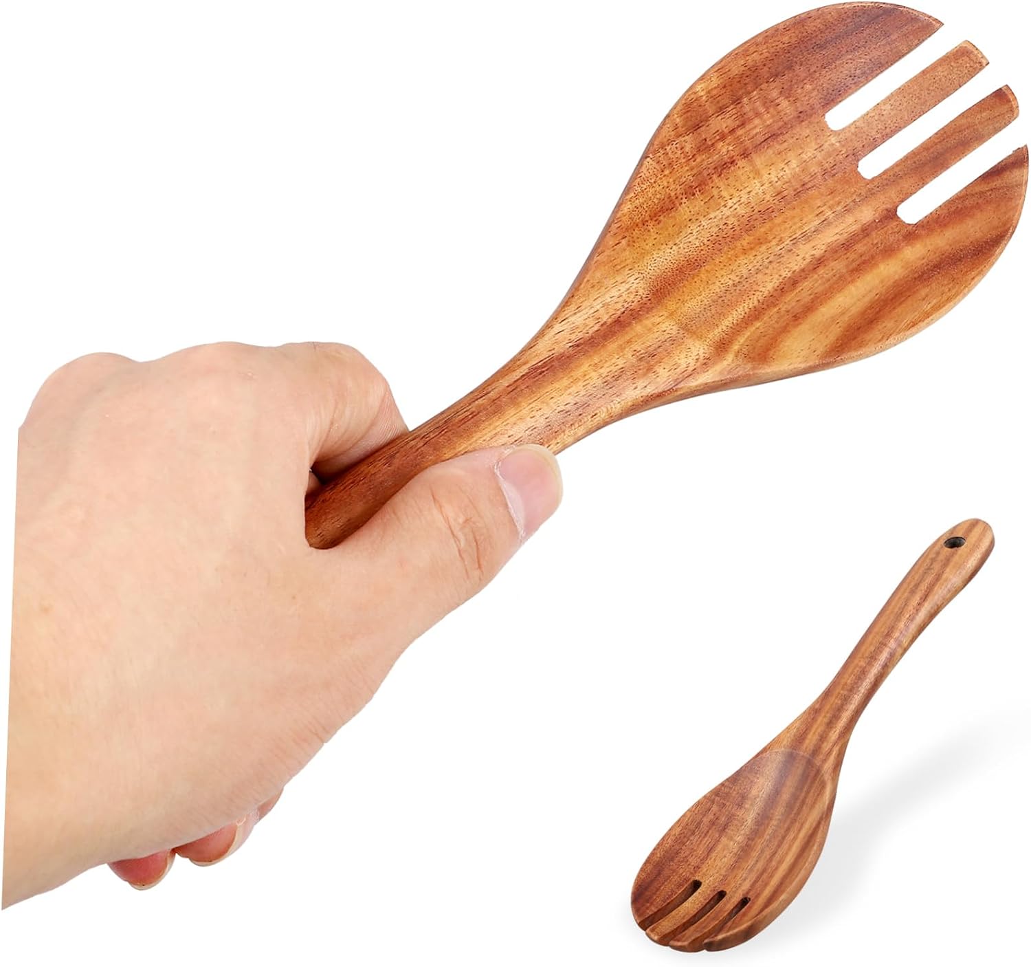 Gatuida Long Handle Salad Fork Ergonomic Kitchen Utensil for Mixing and Serving Salads Wood Material Design for Comfortable Handling