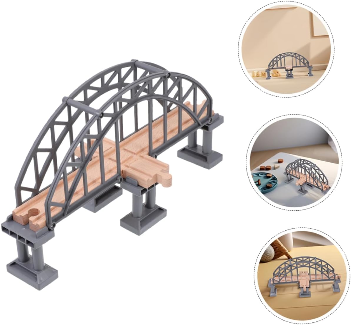 2pcs Wooden Train Track Accessories with Bridges and Tunnels Creative DIY Train Play for Enhances Imagination and Interactive Fun Compatible with Major