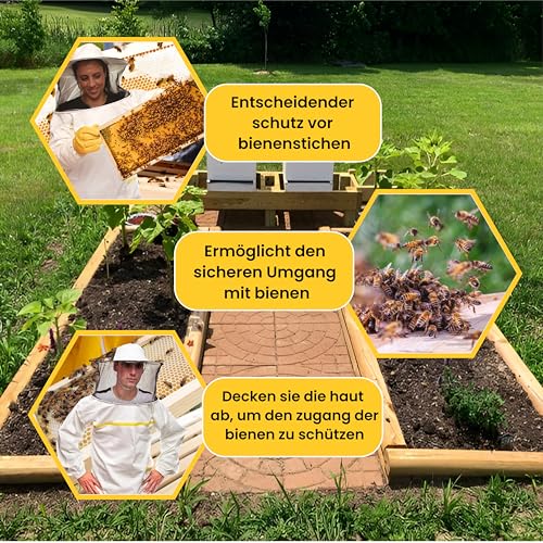 BEEART Professionelle Imkerkleidung Kostüm mit rundem Hut und elastischen Ärmeln, schützt Sie vor Bienen und Insekten. Professionelles Produkt, Imkereibedarf, ausgezeichneter Schutz für Imker.