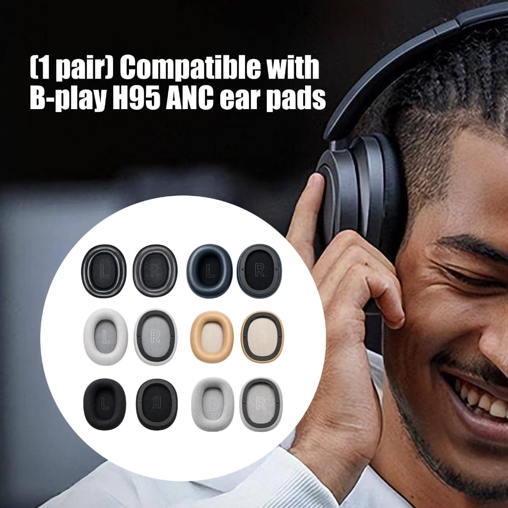 Paire de coussinets de rechange ovales en peau de mouton/maille pour casque H95ANC