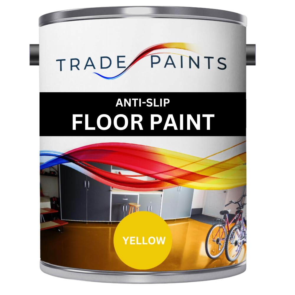 Trade Paints Anti-Slip Floor Paint - Ideal For Concrete, Stone, Brick, Wood & Metal - Provides A Safer Slip-Resistant Coating For Both Residential & Commercial Use (Safety Yellow BS08E51) - 5 Litre