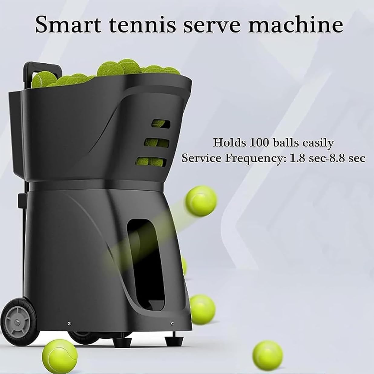 GYQSSD Automatic Tennis Ball Launcher, Portable Tennis Ball Machine with 360° Universal Wheel and 100 Capacity, Tennis Ball Tosser perfect for Beginners, Kids, Coaches, Home-Court