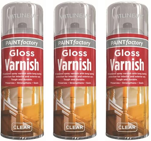 3 x All Purpose Clear Gloss Varnish 400ML - Professional Gloss Finish Spray Wood Color Paint