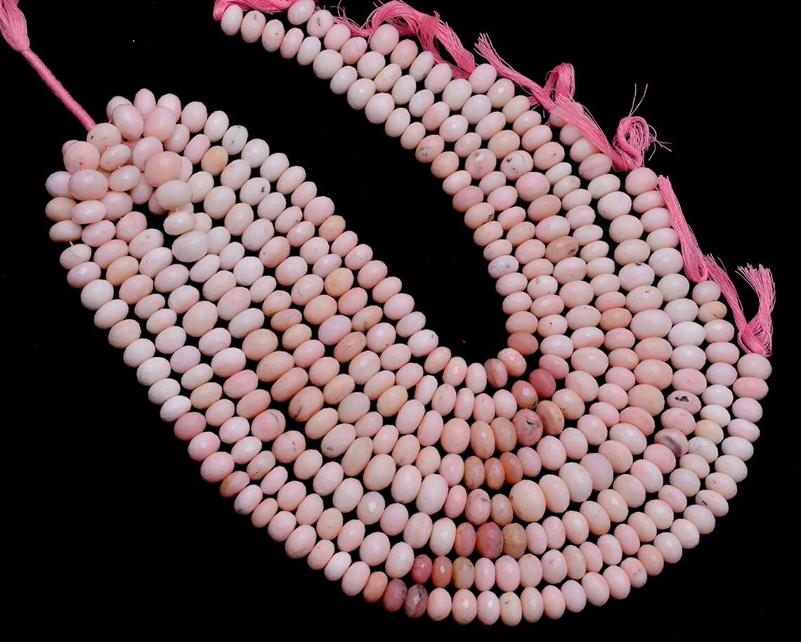 Naturalny wielokolorowy różowy opal 10 mm-12 mm fasetowane koraliki rondelle | sznurek 35 cm | różowy opal półszlachetne koraliki do biżuterii