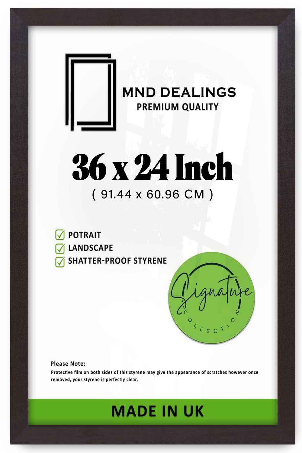 MND Dealings | Durable (91.44 x 60.96 CM) Rectangle Poster Frame 36 x 24 Inch | with Scratch-Proof Perspex |for Horizontal or Vertical 914.4 x 609.6 mm Wall Mounting- [ Mahogany ]