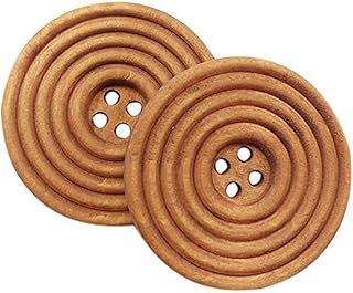 Chenkou Craft 30pcs 40mm 1 1/2" Round Brown Wood Buttons 4 Holes Craft Sewing Button