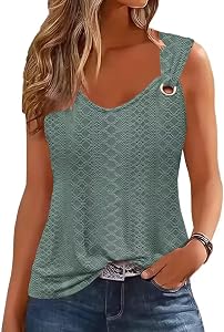 Tank Tops for Women 2025 Trendy Summer Tops V Neck Sleeveless T Shirts Spring Clothes Casual Loose Blouses