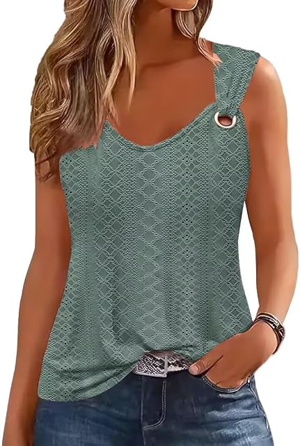 Tank Tops for Women 2025 Trendy Summer Tops V Neck Sleeveless T Shirts Spring Clothes Casual Loose Blouses