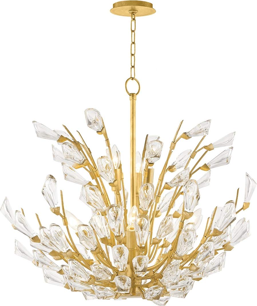 Hudson Valley Lighting 7228-GL Transitional Nine Light Chandelier from Tulip Collection in Gold, Champ, Gld Leaf Finish,