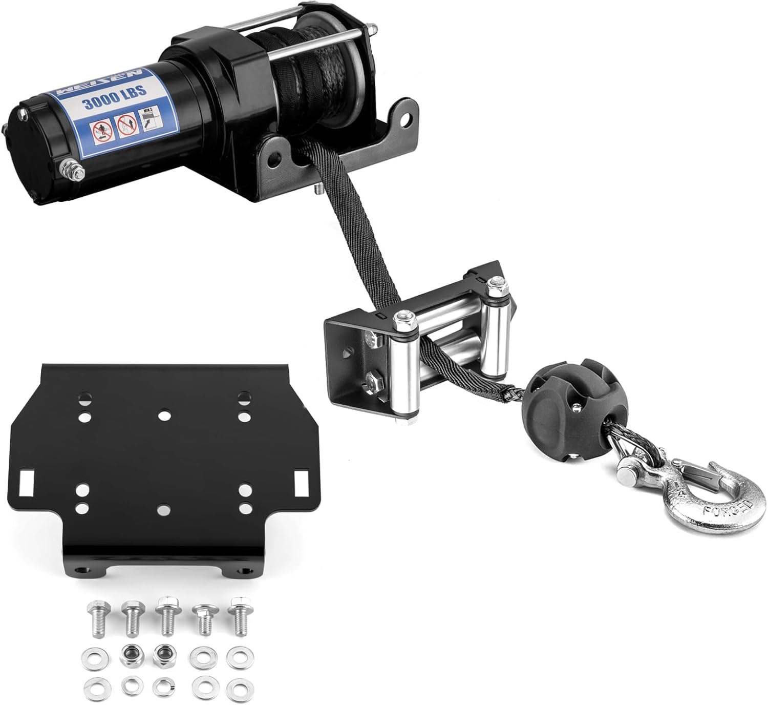 WeiSen 3000lb Electric Winch Kit with Rocker Switch and Winch Mount Compatible with Yamaha Grizzly Kodiak 700 2016-2025
