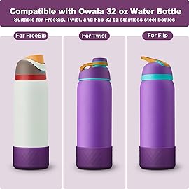 Alwenid 2PCS Silicone Water Bottle Boot for Owala 32 Oz, Anti-Slip Protective Sleeve Bottom Bumper Protector for FreeSip, Twist, and Flip Stainless Steel Water Bottles (Dark Purple+Dark Red)