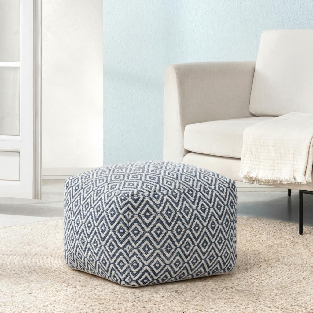 anji mountain 22"x22"x16" handmade & handcrafted ottoman pouf comfortable pouf ottoman foot rest & home décor accent for living room, bedroom, nursery, kids room, patio - cherokee nightlife