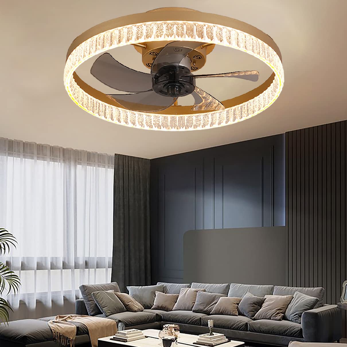 Ventilateur de plafond avec lumière réversible et moteur DC silencieux