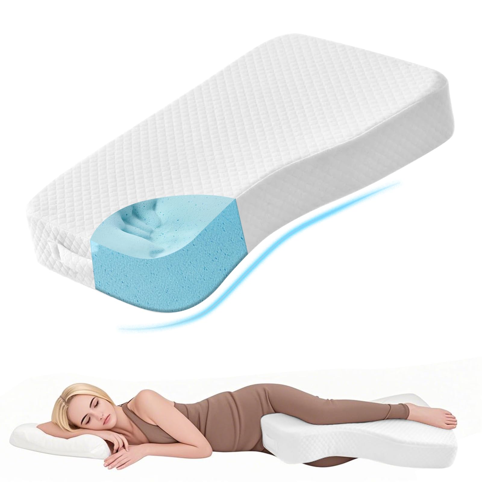 Photo 1 of Knee Pillow for Side Sleepers, 100% Memory Foam Filling Leg Pillow for Side Sleeping, 4" Height Leg Pillow for Relieving Leg, Back, and Knee Pain Breathable & Pressure-Relieving Support - 18"x30"x4"