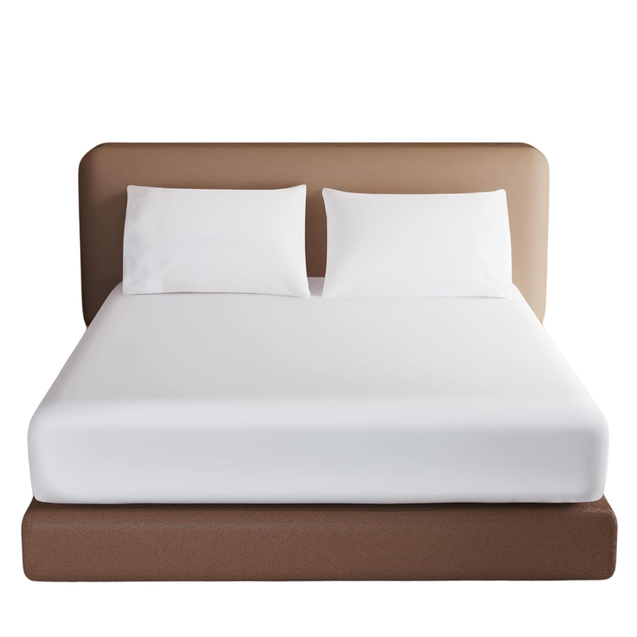 HOMELY IDEAS 200TC Egyptian Cotton Fitted Sheet 40CM/16 Inches Premiun Hotel Quality Extra Deep with Elasticated Corners, Rich Cotton & Breathable Luxury Soft Fitted Bed Sheets (WHITE, SUPER KING)